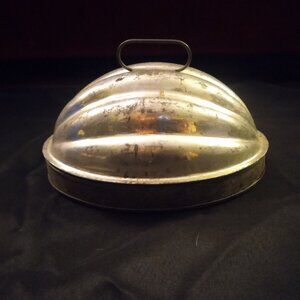 Antique Tin Steamed Pudding Mold Horton Patina 2 Piece w Handles